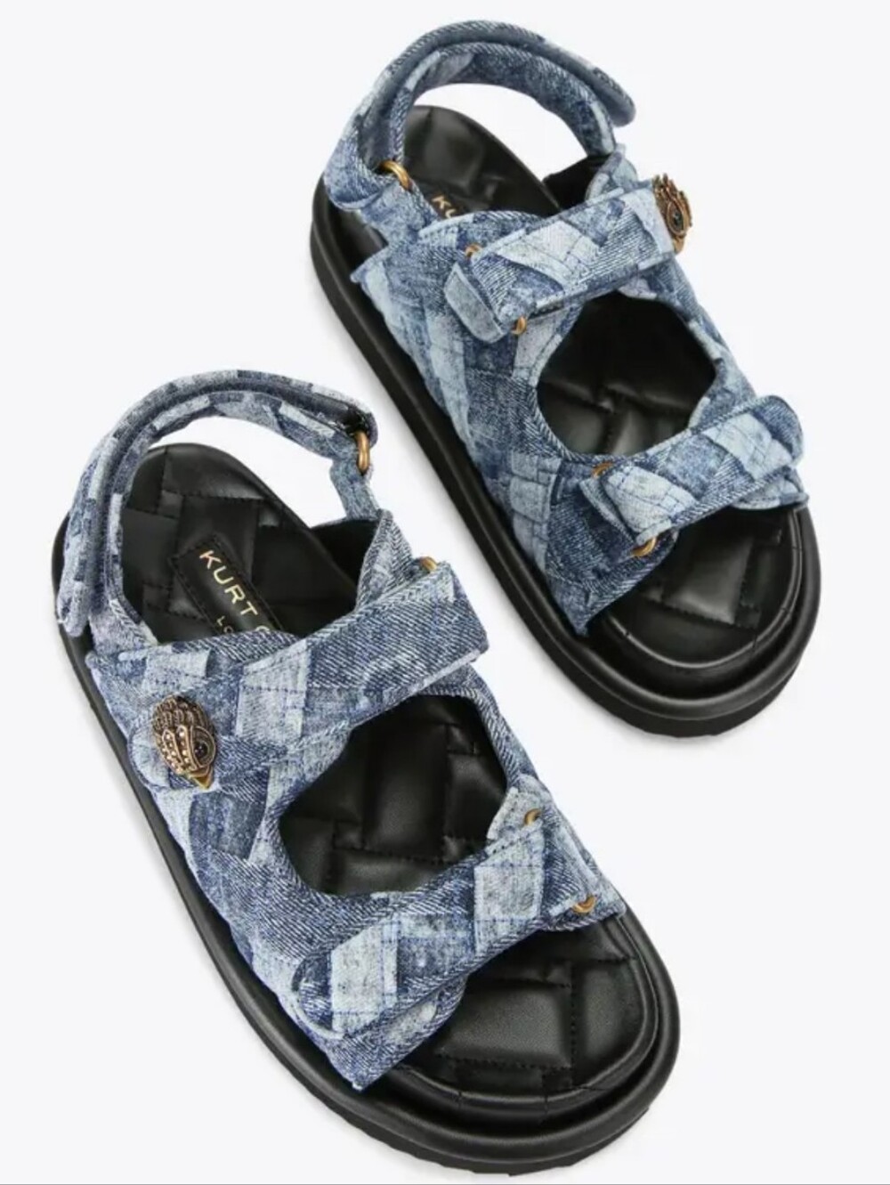 Kurt Geiger Orson Denim Quilted Patchwork Slingback Sandals Women's 37 / 7
